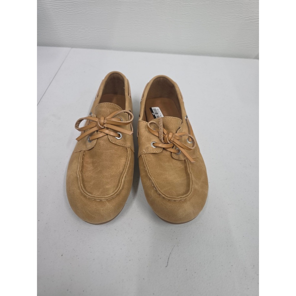 Universal Thread Midge Tan Faux Suede Boat Shoes Womens 7.5 Moc Toe Flats
